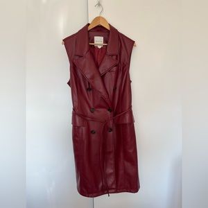 Full-length vegan leather vest